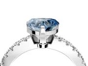 Solitaire Engagement Ring Setting for Fancy Blue Heart-Shaped Center with Single Row Accent Band and Prong Head in White Gold