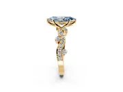 Solitaire Engagement Ring Setting for Fancy Blue Marquise Center with Bar-Station Pave Twist and Prong Head in Yellow Gold