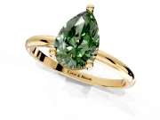 Minimalist Solitaire Engagement Ring Setting for Fancy Green Pear-Shaped Center with Thin Band and Prong Head in Yellow Gold