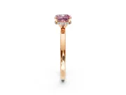 Hidden Halo Engagement Ring Setting for Fancy Pink Cushion Cut Center with Plain Band and Tall Prong Head in Rose Gold