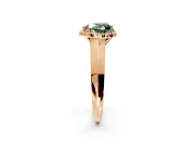 Halo Engagement Ring Setting for Fancy Green Heart-Shaped Center with Knife Ridge Cathedral Band and Prong Head in Rose Gold