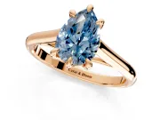 Solitaire Engagement Ring Setting for Fancy Blue Pear-Shaped Center with Cathedral Band and Prong Head in Rose Gold