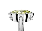 Halo Engagement Ring Setting for Fancy Yellow Marquise Center with Tapered Plain Band and Prong Head in White Gold
