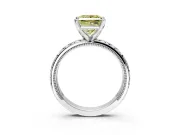 Solitaire Engagement Ring Setting for Fancy Yellow Princess Cut Center with XO Engraved Band and Prong Head in Platinum