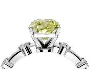 Solitaire Engagement Ring Setting for Fancy Yellow Cushion Cut Center with Bezel Station Band and Prong Head in Platinum