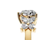 Floral Engagement Ring Setting for Heart-Shaped Center with Marquise Cluster Shoulders and Prong Head in Yellow Gold