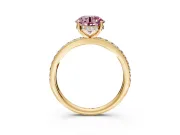 Solitaire Engagement Ring Setting for Fancy Pink Round Cut Center with Fine Pave Band and Prong Head in Yellow Gold