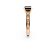 Solitaire Engagement Ring Setting for Fancy Black Asscher Cut Center with Pave Rail Split Shank and Prong Head in Rose Gold