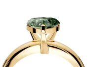 Solitaire Engagement Ring Setting for Fancy Green Heart-Shaped Center with Wire Band and Prong Head in Yellow Gold