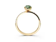 Solitaire Engagement Ring Setting for Fancy Green Pear-Shaped Center with Pave Accents and Prong Head in Yellow Gold
