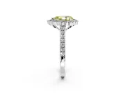 Milgrain Floral Halo Engagement Ring Setting for Fancy Yellow Pear-Shaped Center with Pave Band and Prong Head in Platinum