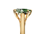 Solitaire Engagement Ring Setting for Fancy Green Pear-Shaped Center with Cathedral Band and Prong Head in Yellow Gold