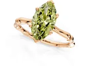 Solitaire Engagement Ring Setting for Fancy Yellow Marquise Center with Bamboo Band and Prong Head in Rose Gold