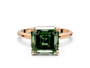 Minimalist Solitaire Engagement Ring Setting for Fancy Green Asscher Cut Center with Thin Band and Prong Head in Rose Gold