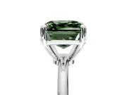 Minimalist Solitaire Engagement Ring Setting for Fancy Green Asscher Cut Center with Thin Band and Prong Head in Sterling Silver