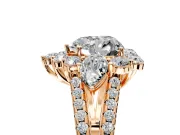 Halo Engagement Ring Setting for Heart-Shaped Center with Two-Strand Split Shank and Prong Head in Rose Gold