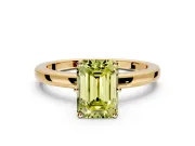 Solitaire Engagement Ring Setting for Fancy Yellow Emerald Cut Center with Plain Band and Tulip Prong Head in Yellow Gold
