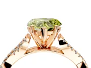 Solitaire Engagement Ring Setting for Fancy Yellow Heart-Shaped Center with Twisted Pave Split Shank and Prong Head in Rose Gold