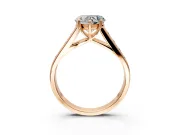 Solitaire Engagement Ring Setting for Heart-Shaped Center with Cathedral Channel Band and Prong Head in Rose Gold