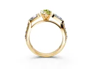 Channel-Set Engagement Ring Setting for Fancy Yellow Marquise Center with Baguette Band and Prong Head in Yellow Gold
