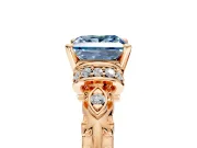 Solitaire Engagement Ring Setting for Fancy Blue Princess Cut Center with Filigree Band and Prong Head in Rose Gold