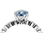 Solitaire Engagement Ring Setting for Fancy Blue Pear-Shaped Center with Bezel-Dot Beaded Band and Prong Head in Platinum