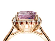 Starburst Halo Engagement Ring Setting for Fancy Pink Princess Cut Center with Thin Round-Wire Band and Prong Head in Rose Gold