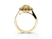 Cluster Halo Engagement Ring Setting for Fancy Yellow Cushion Cut Center with Milgrain Bezel Accents and Prong Head in Yellow Gold