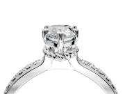 Solitaire Engagement Ring Setting for Pear-Shaped Center with Raised Channel Band and Prong Head in Sterling Silver