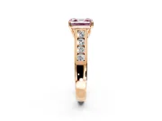 Solitaire Engagement Ring Setting for Fancy Pink Asscher Cut Center with Round Cut Channel Band and Prong Head in Rose Gold