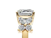 Floral Engagement Ring Setting for Princess Cut Center with Marquise Cluster Shoulders and Prong Head in Yellow Gold
