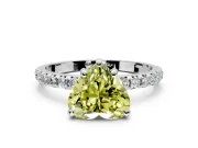 Solitaire Engagement Ring Setting for Fancy Yellow Heart-Shaped Center with Micro Pave Band and Prong Head in Platinum