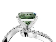 Solitaire Engagement Ring Setting for Fancy Green Princess Cut Center with Pave Bypass Swirl Band and Prong Head in Sterling Silver