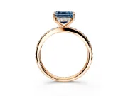 Solitaire Engagement Ring Setting for Fancy Blue Asscher Cut Center with Fine Pave Band and Prong Head in Rose Gold