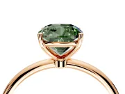 Solitaire Engagement Ring Setting for Fancy Green Cushion Cut Center with Straight Thin Band and Prong Head in Rose Gold