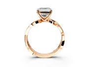 Solitaire Engagement Ring Setting for Asscher Cut Center with Pave and Plain Crossover Band and Prong Head in Rose Gold