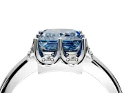 Floral Frame Engagement Ring Setting for Fancy Blue Princess Cut Center with Accent Clusters and Prong Head in White Gold