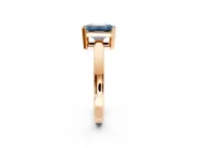 Solitaire Engagement Ring Setting for Fancy Blue Emerald Cut Center with Plain Band and Flat Tab Prong Head in Rose Gold