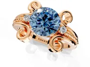 Solitaire Engagement Ring Setting for Fancy Blue Round Cut Center with Twisted Band and Scroll Prong Head in Rose Gold