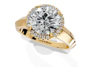 Halo Engagement Ring Setting for Round Cut Center with Knife Ridge Cathedral Band and Prong Head in Yellow Gold