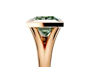 Solitaire Engagement Ring Setting for Fancy Green Princess Cut Center with V Split Shank and Bezel Head in Rose Gold