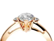 3 Stone Engagement Ring Setting for Marquise Center with Low-Set Round Cut Accents and Prong Head in Rose Gold