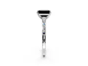 Baguette Engagement Ring Setting for Fancy Black Emerald Cut Center with Alternating Bar-Set Band and Prong Head in Platinum