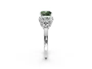 Leaf Cluster Engagement Ring Setting for Fancy Green Cushion Cut Center with Marquise Accents and Prong Head in Platinum