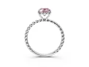 Solitaire Engagement Ring Setting for Fancy Pink Oval Center with Plain Twisted Rope Band and Prong Head in Sterling Silver