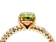 Rope Engagement Ring Setting for Fancy Yellow Emerald Cut Center with Accent Shoulders and Prong Head in Yellow Gold