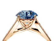 Solitaire Engagement Ring Setting for Fancy Blue Round Cut Center with Cathedral Channel Band and Prong Head in Rose Gold