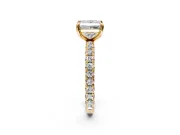 Solitaire Engagement Ring Setting for Princess Cut Center with Shared-Prong Accents and Prong Head in Yellow Gold