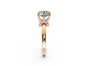 Floral Engagement Ring Setting for Round Cut Center with Marquise Cluster Shoulders and Prong Head in Rose Gold