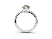 Solitaire Engagement Ring Setting for Fancy Green Marquise Center with Multi-Row Pave Accents and Basket Head in Sterling Silver